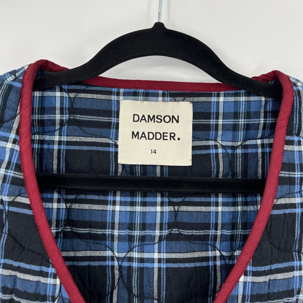 Damson Madder Anthropologie Alva Bow Gilet Vest Quilted Utility Blue Maroon 14 - Picture 15 of 16